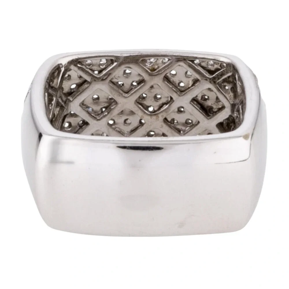18K White‎ Gold 1.32ctw 165 Round Pavé Diamond Band 6.75 Rhodium-Plated Finish